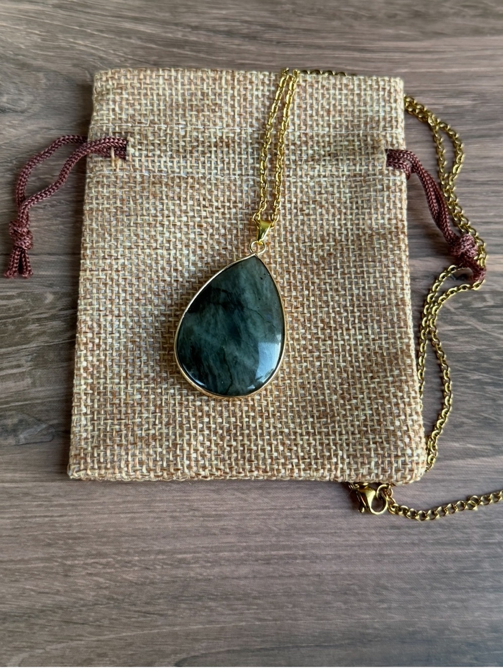 BrandNew Labradorite Pendant with Gold plated Chain Gold Labradorite Necklace